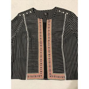 Rafaella Striped Woven Textured Boho Black Pink Blazer Jacket Women’s Sz XL, NWT